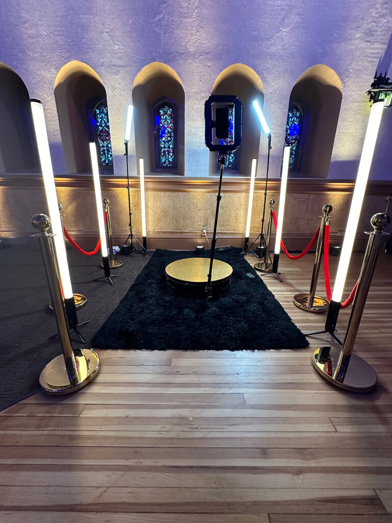 a 360 photo booth by Limelights Entertainment at an event